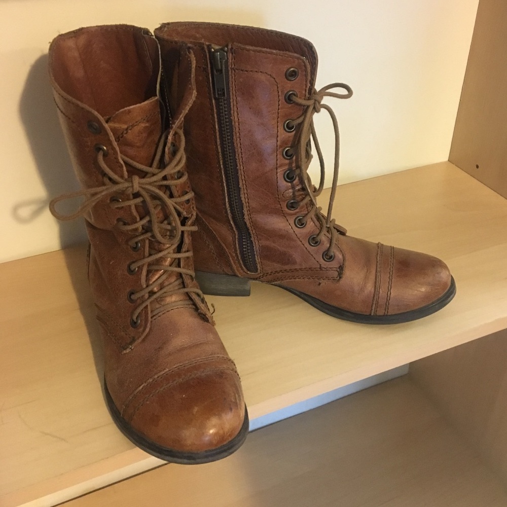 Steve Madden Troopa Brown Leather Combat Boot